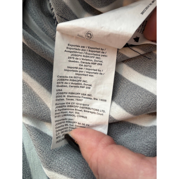 Joseph Ribkoff Size 20 Navy and White Striped Asymmetrical Dress - Picture 11 of 13